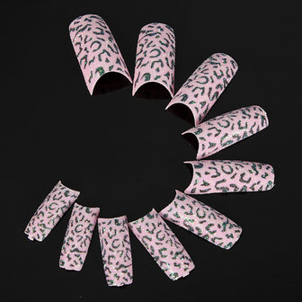 50 stks Glitter Roze Zwart Leopard Valse Acryl Nail Art Tips