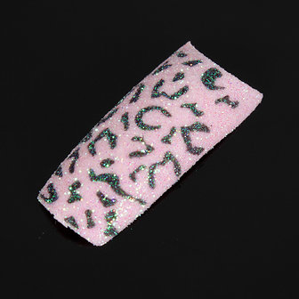 50 stks Glitter Roze Zwart Leopard Valse Acryl Nail Art Tips