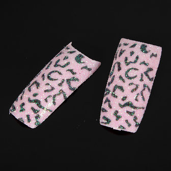 50 stks Glitter Roze Zwart Leopard Valse Acryl Nail Art Tips
