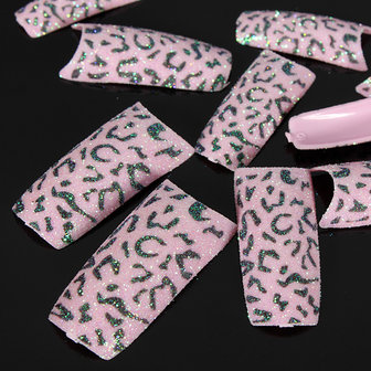50 stks Glitter Roze Zwart Leopard Valse Acryl Nail Art Tips
