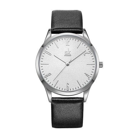 SHENGKE SK K9003 paar lederen Simple Dial elegante ultradunne behuizing mannen vrouwen quartz horloge