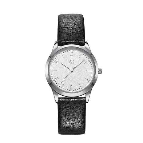 SHENGKE SK K9003 paar lederen Simple Dial elegante ultradunne behuizing mannen vrouwen quartz horloge