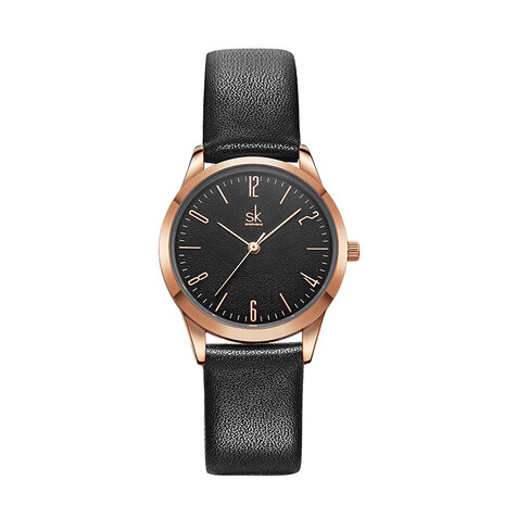 SHENGKE SK K9003 paar lederen Simple Dial elegante ultradunne behuizing mannen vrouwen quartz horloge