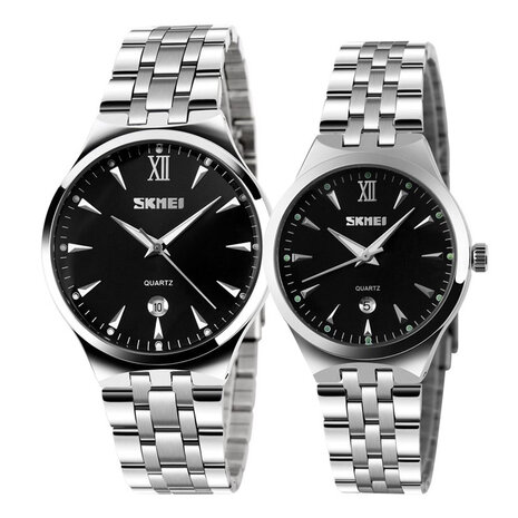 SKMEI 9071 Paar Horloge Mode Lichtgevende Simple Style Lovers Quartz Wrist Watch