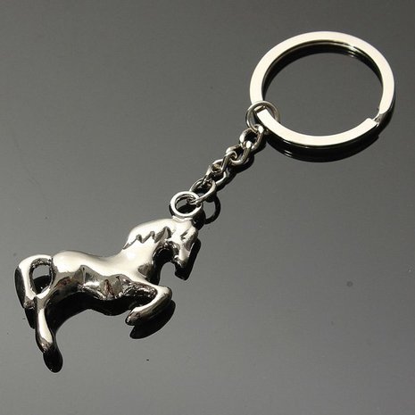 Metaal 3D Horse Steed Sleutelhanger Sleutelhanger Goud Verzilverd