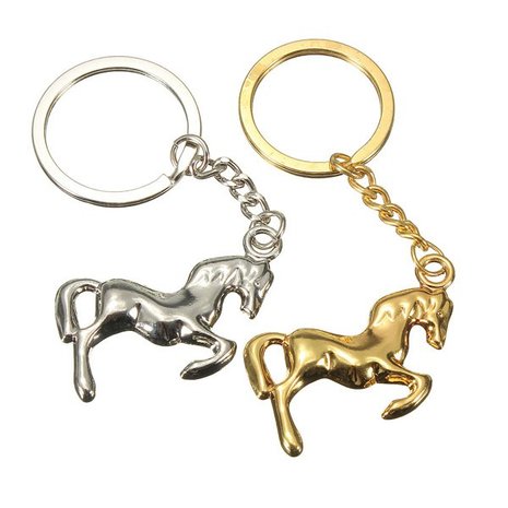 Metaal 3D Horse Steed Sleutelhanger Sleutelhanger Goud Verzilverd