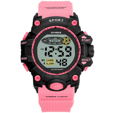 SYNOKE 9036 Sport kinderhorloge Waterdicht Datum Week Display EL Licht 12/24 uur digitaal kinderhorloge
