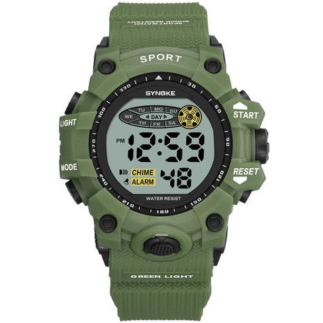 SYNOKE 9036 Sport kinderhorloge Waterdicht Datum Week Display EL Licht 12/24 uur digitaal kinderhorloge