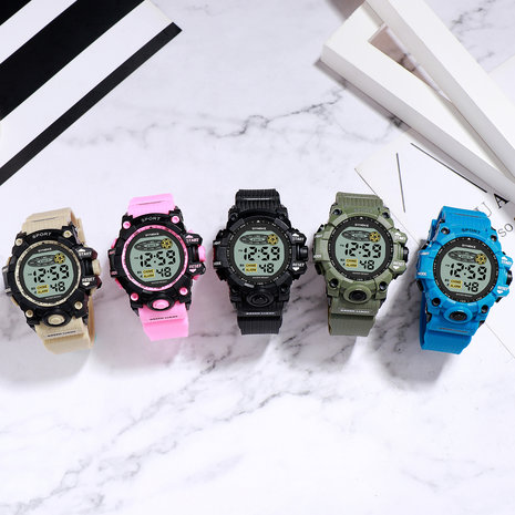 SYNOKE 9036 Sport kinderhorloge Waterdicht Datum Week Display EL Licht 12/24 uur digitaal kinderhorloge