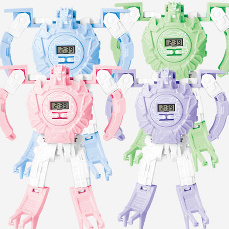 Creatief overdraagbaar robotpatroon Datum Tijdweergave Kinderen Speelgoed Student Digitaal horloge Polshorloge
