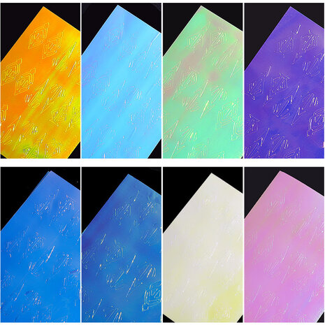 13 kleuren Nagelvlam Stickers Kit 3D Laser Diamond Curve Back Gum Manicure Art Stickers