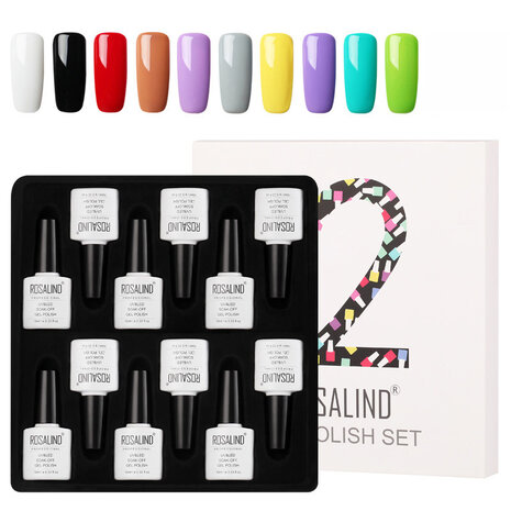ROSALIND 12 stks 10ML Soak Off Salon UV Nagelgel Polish Nail Art Kit