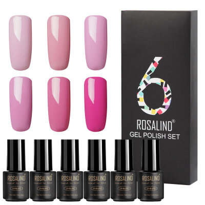 ROSALIND 6-delige nagel gel nagellak set kleuren gel of nagel set