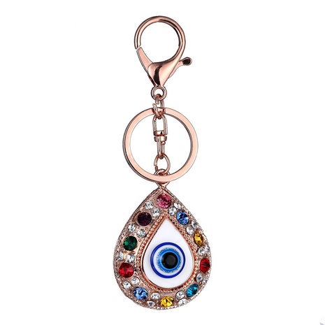Vintage Crystal Blue Evil Eye Charm Sleutelhanger Ringen Houder Purse Bag Gesp Hanger Sleutelhangers