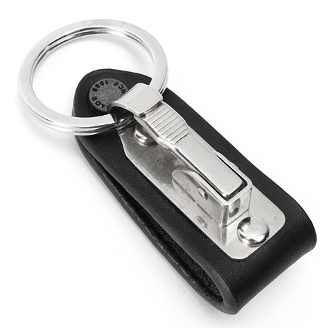 Lederen Quick Afneembare Riem Sleutelhanger RVS Kettingclip Autosleutel Ring Houder Gift Zwart