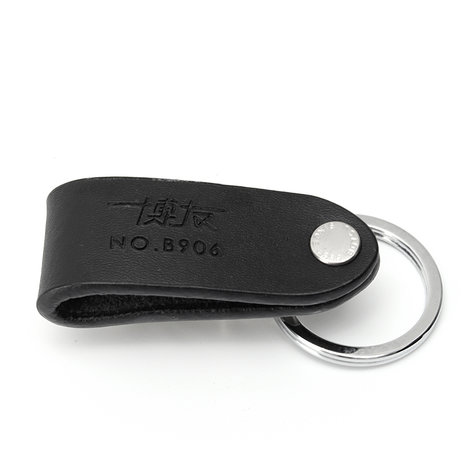 Lederen Quick Afneembare Riem Sleutelhanger RVS Kettingclip Autosleutel Ring Houder Gift Zwart
