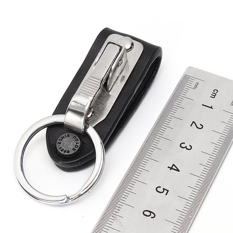 Lederen Quick Afneembare Riem Sleutelhanger RVS Kettingclip Autosleutel Ring Houder Gift Zwart