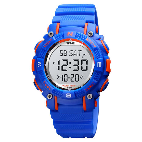 SKMEI 1613 Sport Kinderen kijken Datum Week Display Countdown Stopwatch 5ATM Waterdicht LED-licht Digitaal kinderhorloge