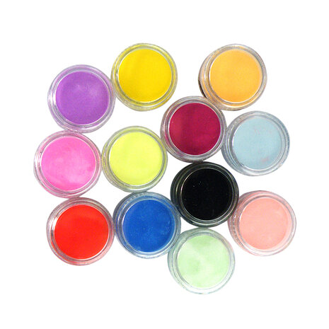 12 kleuren nagel kunst tips acryl 3d uv gel poeder stof