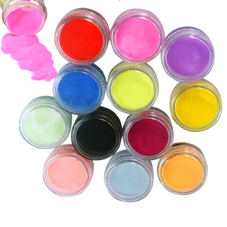 12 kleuren nagel kunst tips acryl 3d uv gel poeder stof