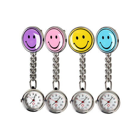 Portable Charm Smile Face Nurse Watch roestvrij stalen zakhorloges