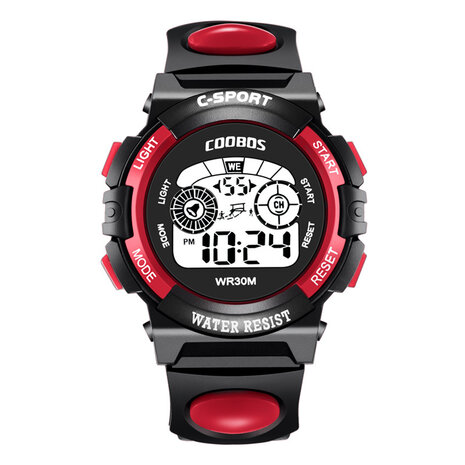 COOBOS 1155 digitaal kinderhorloge Colorful Lichtgevend kalenderalarm Sport waterdicht kinderhorloge