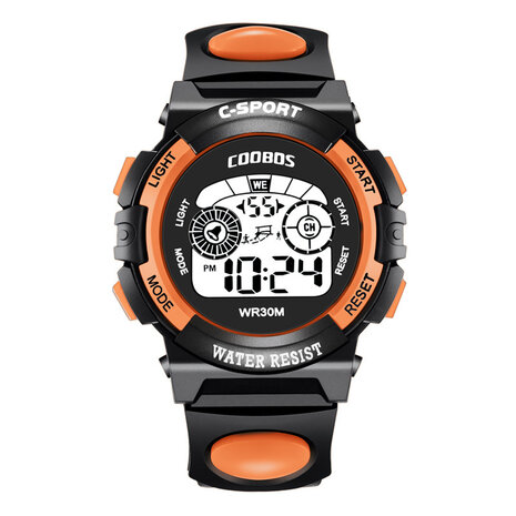 COOBOS 1155 digitaal kinderhorloge Colorful Lichtgevend kalenderalarm Sport waterdicht kinderhorloge