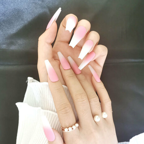 24 stks / set extra lange ballerina kunstnagels platte waterdruppels matte volledige dekking kunstnagels