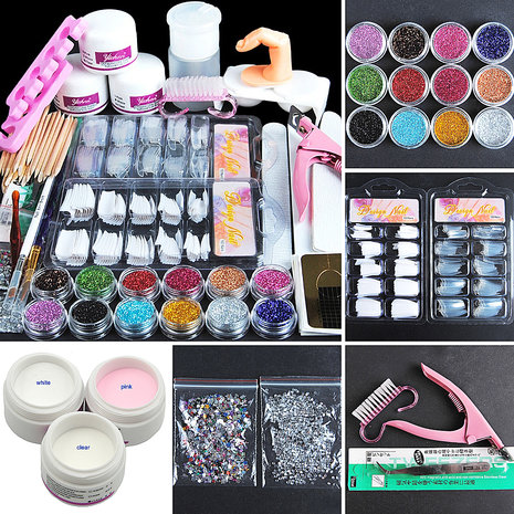 Acryl Nail Professional Nail Art Set Acryl Roze Strass Decoratieset