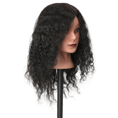 48 cm 100% Menselijk Haar Kappers Mannequin Hoofd Praktijk Model Lange Krullend Haar