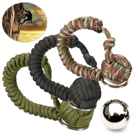 Outdoor Survival Stainless Steel Ball Sleutelhouder Keychain Ring