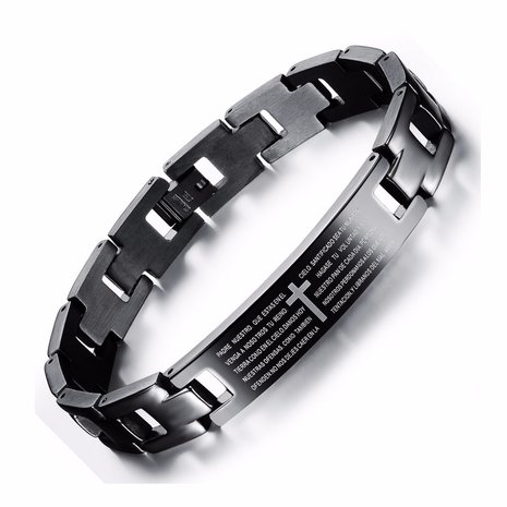 Cross Bible Black Titanium Heren Magneet Armband Healing Jewelry Men Gift