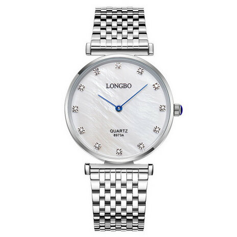 LONGBO 8973 Diamanten Casual stijl Paar Horloges Roestvrij staal band quartzhorloge
