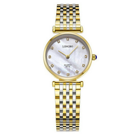 LONGBO 8973 Diamanten Casual stijl Paar Horloges Roestvrij staal band quartzhorloge