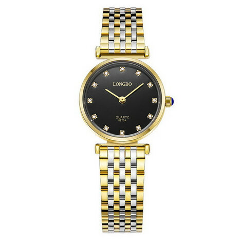 LONGBO 8973 Diamanten Casual stijl Paar Horloges Roestvrij staal band quartzhorloge