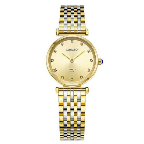 LONGBO 8973 Diamanten Casual stijl Paar Horloges Roestvrij staal band quartzhorloge