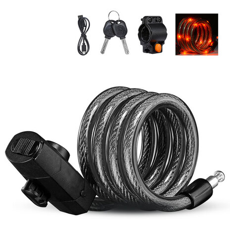 XANES 1,2m mutifunction anti-diefstal fietsslot Veilig achterlicht Slot Usb Oplaadbaar Regendicht