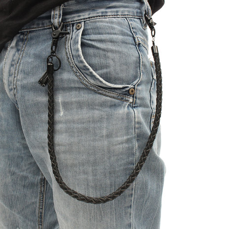Punk PU lederen Biker sleutelhanger sleutel Jeans portemonnee riem keten Hip-hop gesp sleutelhanger