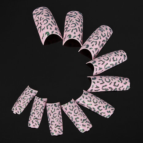 50 stks Glitter Roze Zwart Leopard Valse Acryl Nail Art Tips