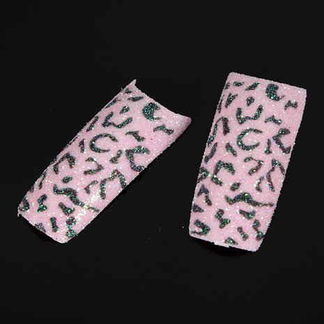 50 stks Glitter Roze Zwart Leopard Valse Acryl Nail Art Tips
