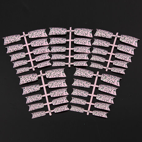 50 stks Glitter Roze Zwart Leopard Valse Acryl Nail Art Tips